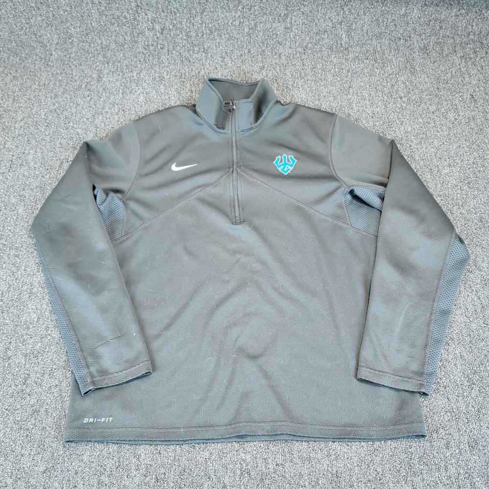 Nike Mens Dri-FIT 1/4 Zip Pullover Large Gray Polyester Athletic Training Top